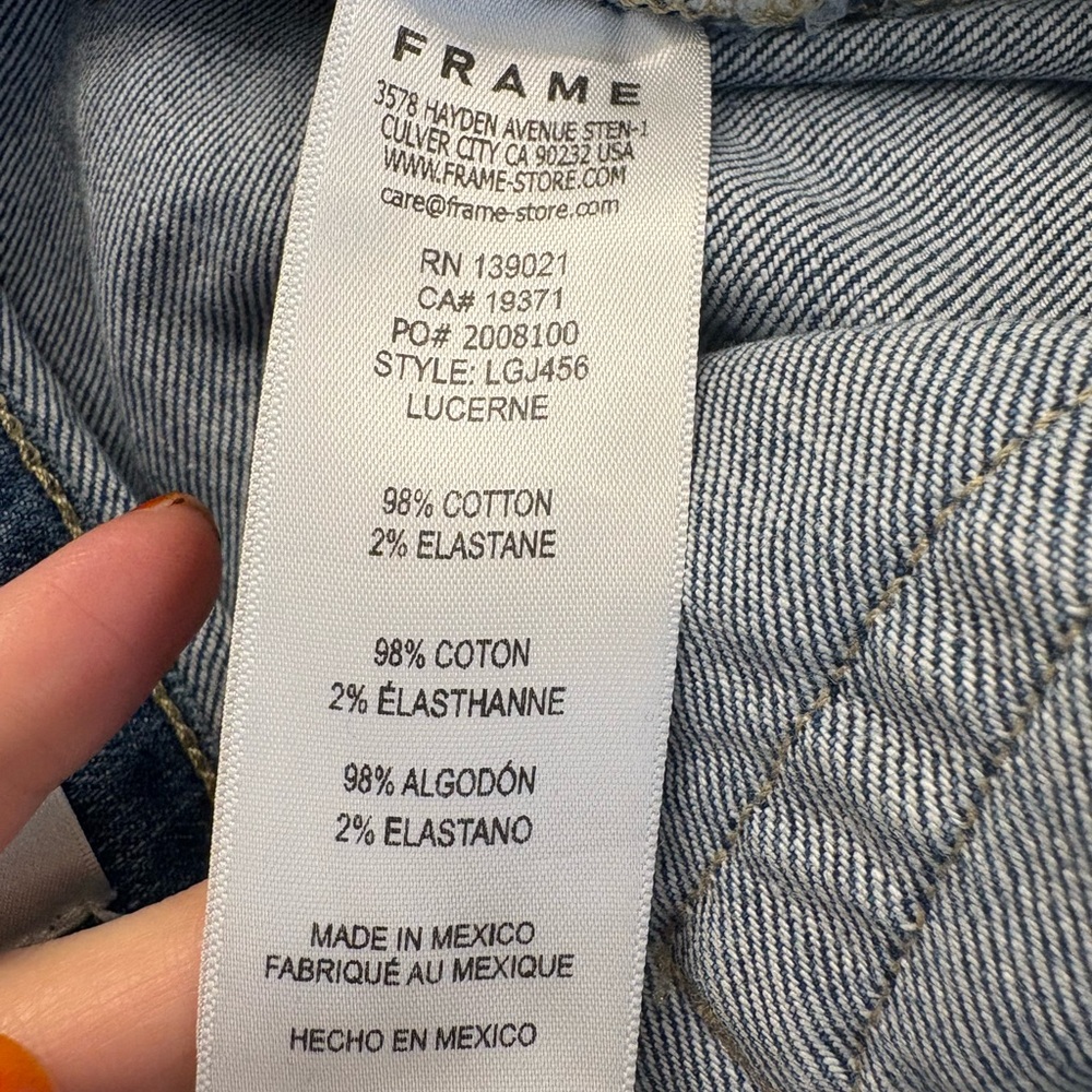 Frame Le Garçon Blue Lucerne Slim Boyfriend Ankle Jeans Clean Minimalist Size 29 - Picture 8 of 9